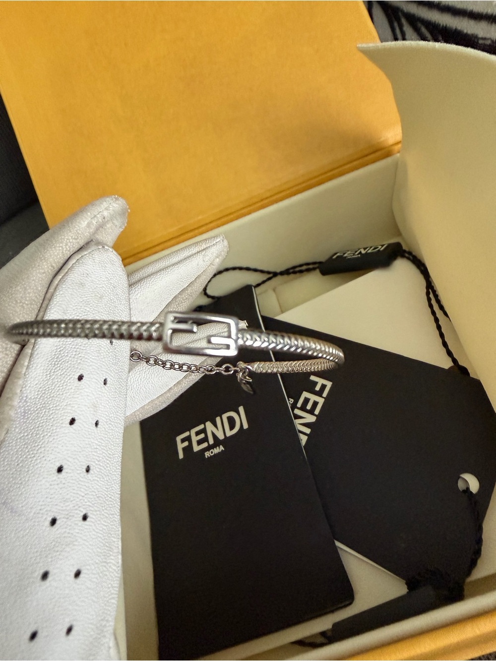 Fendi Silver-Tone Logo Bracelet